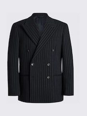 MOSS Blue Relaxed Fit Stripe Suit Jacket - Image 5 of 5