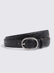 MOSS Black Italian Leather Croc Belt - Image 1 of 2