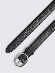 MOSS Black Italian Leather Croc Belt - Image 2 of 2