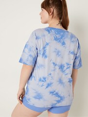 Victoria's Secret PINK Cornflower Tie Dye Blue Cotton Brief Short Pyjamas - Image 2 of 4
