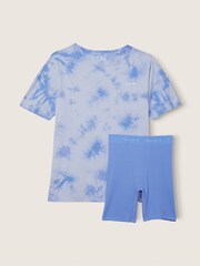 Victoria's Secret PINK Cornflower Tie Dye Blue Cotton Brief Short Pyjamas - Image 3 of 4