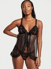 Victoria's Secret Black Ruffle Peekaboo Babydoll - Image 1 of 3