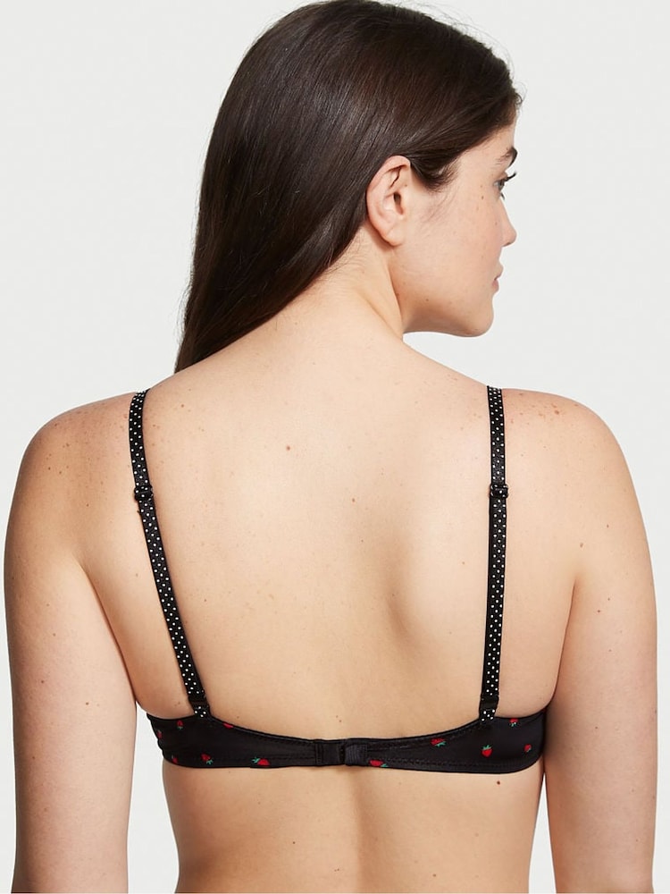 Victoria's Secret Black Strawberry Print Lightly Lined TShirt Demi Bra - Image 2 of 3