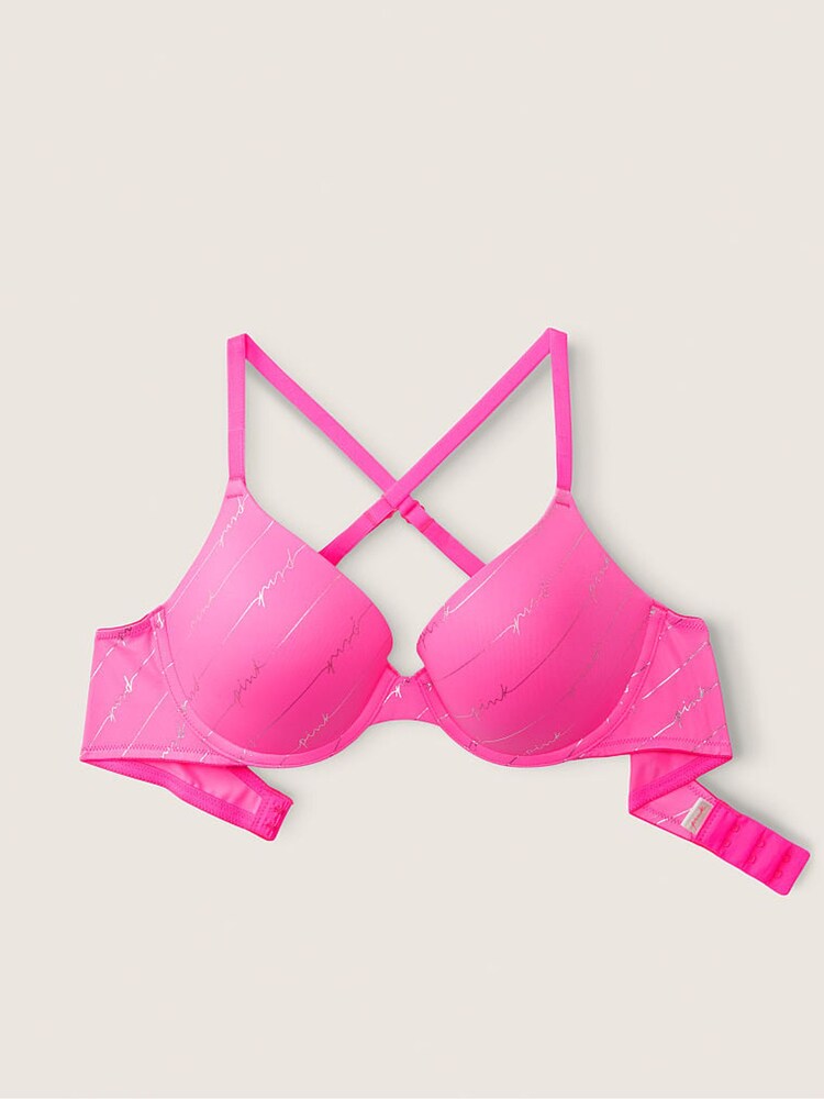 Victoria's Secret PINK Atomic Pink Script Smooth Push Up Bra - Image 5 of 5