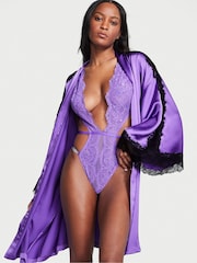 Victoria's Secret Luscious Lavender Purple Shine Strap Lace Crotchless Bodysuit - Image 3 of 4
