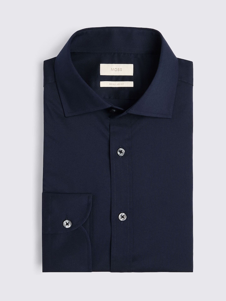 MOSS Blue Regular Fit Stretch Shirt - Image 3 of 3 MOSS Blue Regular Fit Stretch Shirt - Image 3 of 3