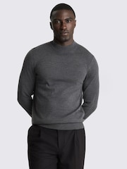 MOSS Grey Merino-Blend Mock-Neck Jumper - Image 1 of 3