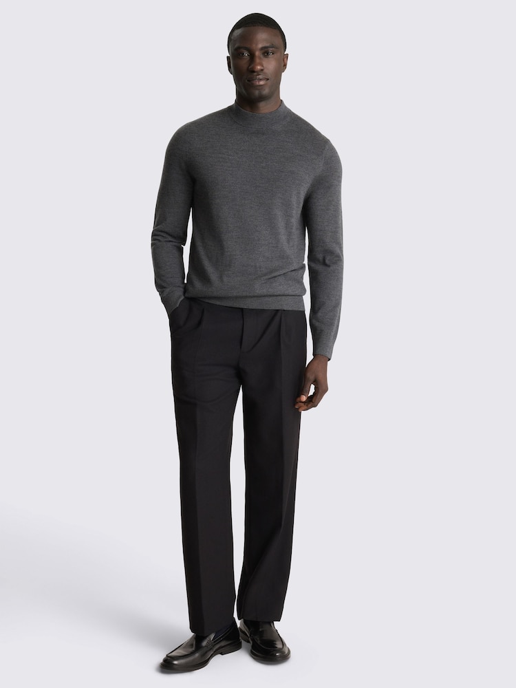 MOSS Grey Merino-Blend Mock-Neck Jumper - Image 2 of 3