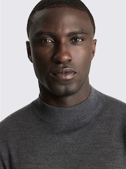 MOSS Grey Merino-Blend Mock-Neck Jumper - Image 3 of 3