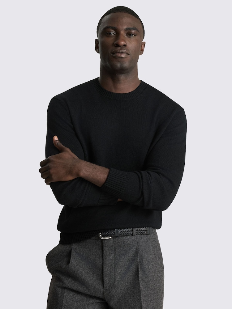Melns - MOSS Merino Wool Crew Neck Jumper - Attēls 1 no 4