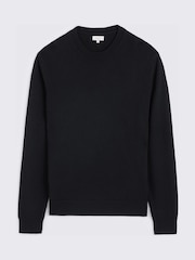 Melns - MOSS Merino Wool Crew Neck Jumper - Attēls 4 no 4