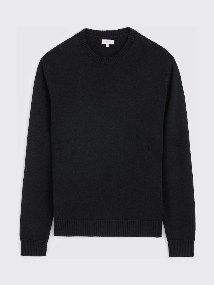 Melns - MOSS Merino Wool Crew Neck Jumper - Attēls 4 no 4