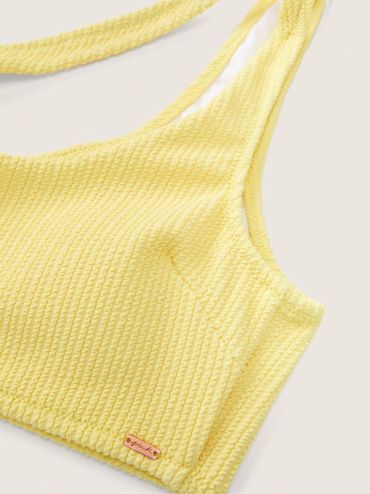 Victoria's Secret PINK Yellow Crinkle One Shoulder Bikini Top - Image 5 of 5 Victoria's Secret PINK Yellow Crinkle One Shoulder Bikini Top - Image 5 of 5