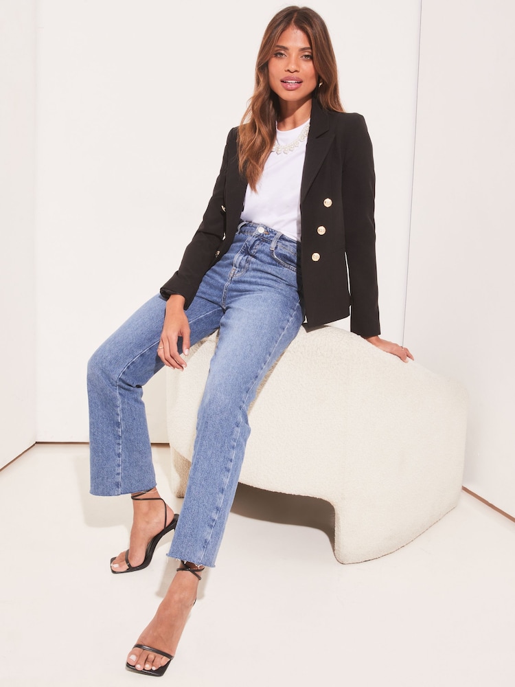 Lipsy Black Military Tailored Button Blazer - Image 2 of 4 Lipsy Black Military Tailored Button Blazer - Image 2 of 4