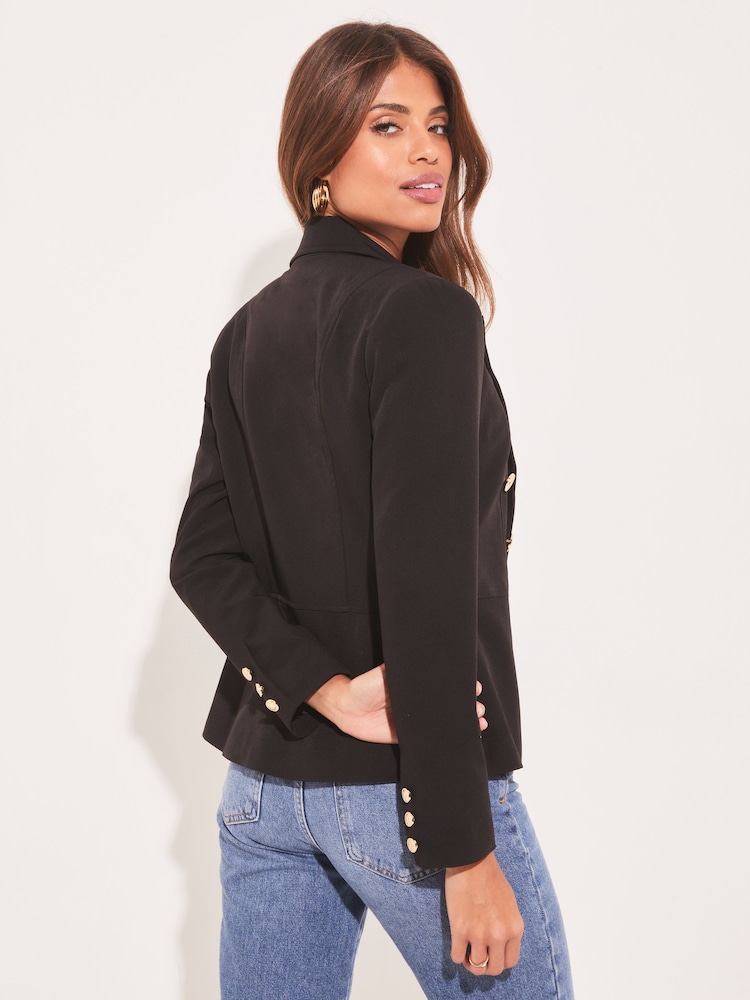 Noir - Lipsy Military Tailored Button Blazer - Image 3 of 4
