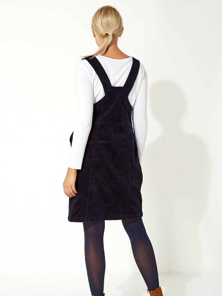 Roman Blue Button Corduroy Pinafore Dress - Image 2 of 3