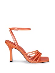 Linzi Orange PU Phoebe Open Toe Strappy Stiletto Heeled Sandal - Image 1 of 3