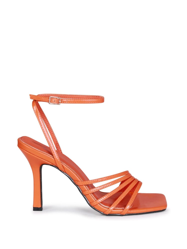 Linzi Orange PU Phoebe Open Toe Strappy Stiletto Heeled Sandal - Image 1 of 3
