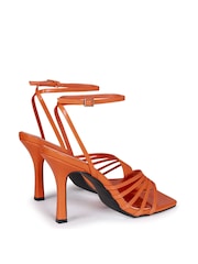 Linzi Orange PU Phoebe Open Toe Strappy Stiletto Heeled Sandal - Image 3 of 3