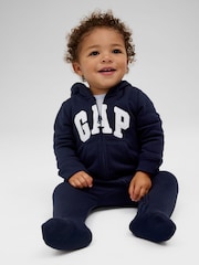 Gap Dark Blue Logo Zip Hooded All in One (Newborn - 24mths) - Image 1 of 3