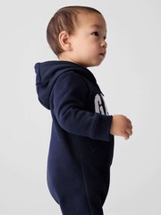 Gap Dark Blue Logo Zip Hooded All in One (Newborn - 24mths) - Image 2 of 3