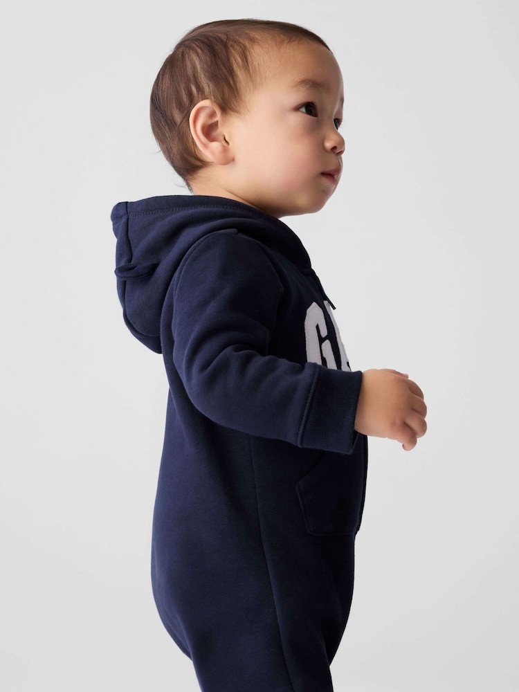 Gap Dark Blue Logo Zip Hooded All in One (Newborn - 24mths) - Image 2 of 3