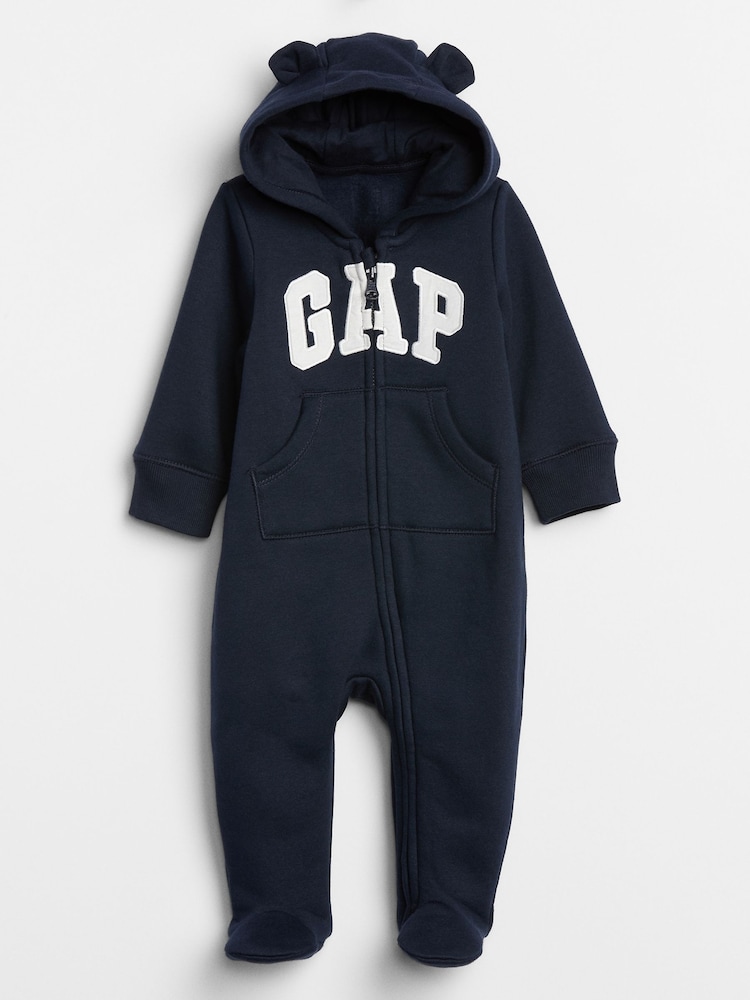 Gap Dark Blue Logo Zip Hooded All in One (Newborn - 24mths) - Image 3 of 3