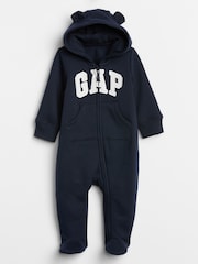 Gap Dark Blue Logo Zip Hooded All in One (Newborn - 24mths) - Image 3 of 3