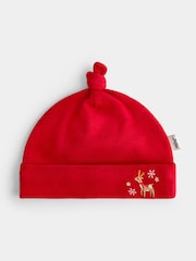 JoJo Maman Bébé Red Reindeer 2-Pack Hat & Bib Set - Image 2 of 7