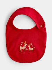 JoJo Maman Bébé Red Reindeer 2-Pack Hat & Bib Set - Image 4 of 7