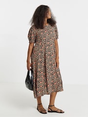 Simply Be Animal Spun Viscose Midi Dress - Image 1 of 4