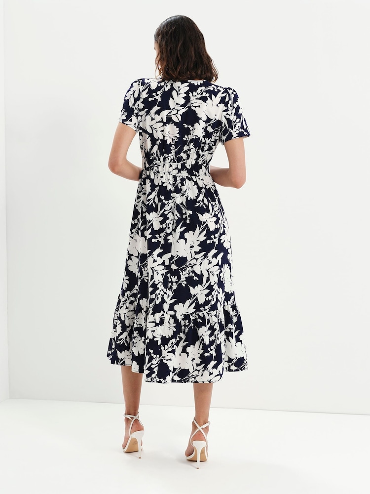 Finery Blue Deena Wrap Midi Dress - Image 2 of 5 Finery Blue Deena Wrap Midi Dress - Image 2 of 5