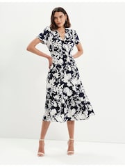 Finery Blue Deena Wrap Midi Dress - Image 4 of 5