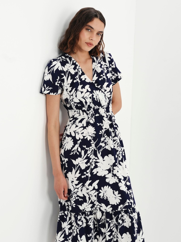 Finery Blue Deena Wrap Midi Dress - Image 5 of 5 Finery Blue Deena Wrap Midi Dress - Image 5 of 5