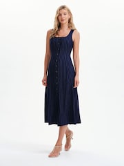 Finery Blue Jillian Stripe Buttonthrough Dress - Image 5 of 5