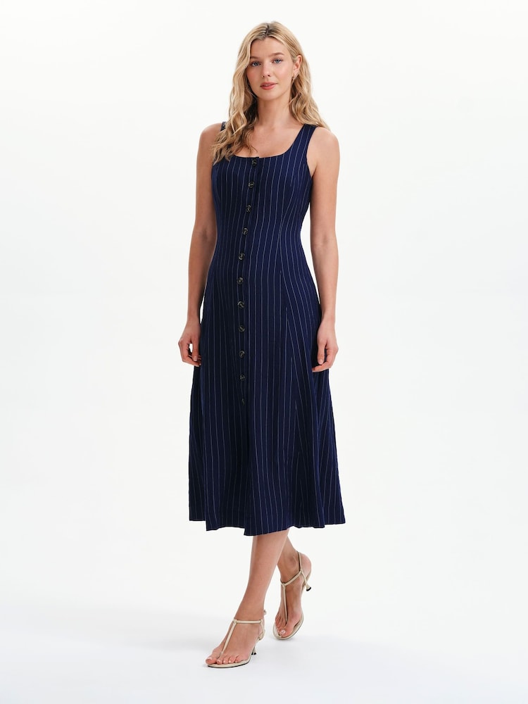 Finery Blue Jillian Stripe Buttonthrough Dress - Image 5 of 5