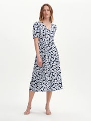 Finery Blue Samantha Button Through Midi Dress - Image 1 of 5