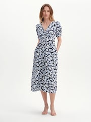 Finery Blue Samantha Button Through Midi Dress - Image 5 of 5