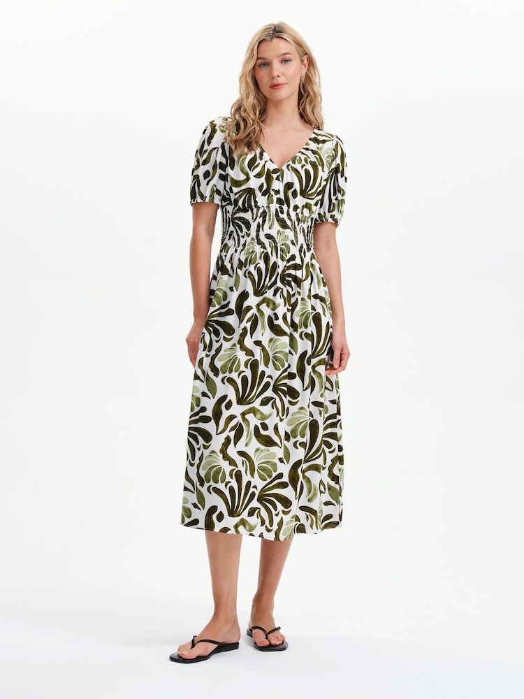 Finery Green Dolly Abstract Print Midi Dress - Image 1 of 5 Finery Green Dolly Abstract Print Midi Dress - Image 1 of 5