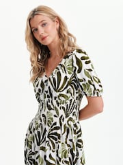 Finery Green Dolly Abstract Print Midi Dress - Image 3 of 5