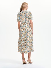 Finery Orange Trish Tie Neck Midi Dress - Image 2 of 5