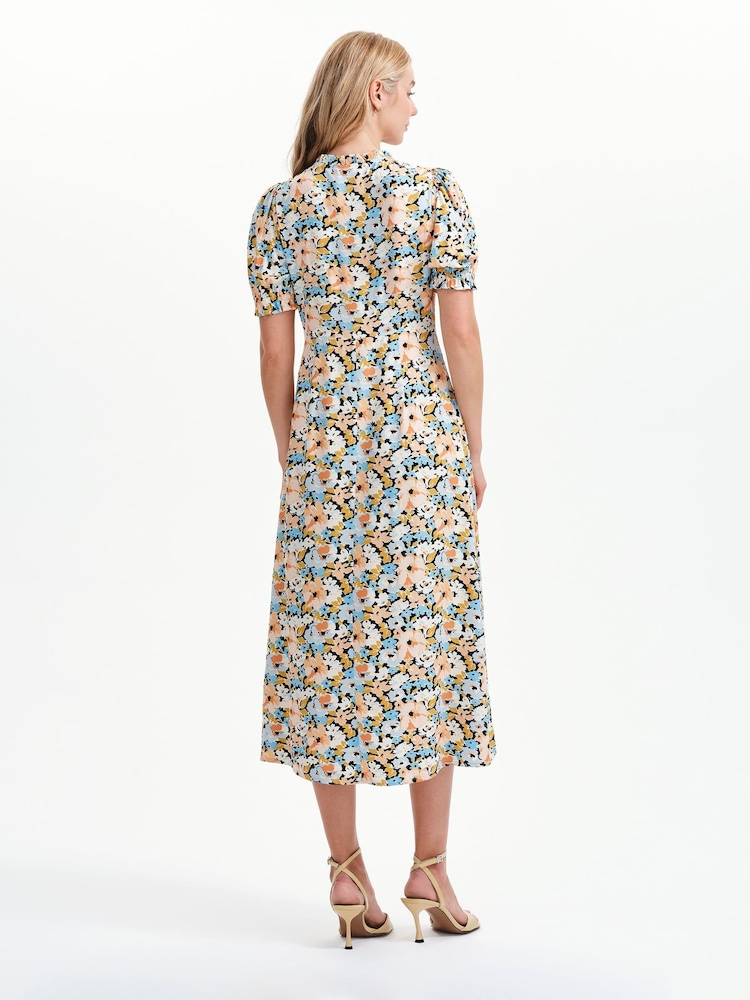 Finery Orange Trish Tie Neck Midi Dress - Image 2 of 5 Finery Orange Trish Tie Neck Midi Dress - Image 2 of 5
