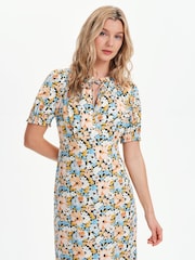 Finery Orange Trish Tie Neck Midi Dress - Image 3 of 5