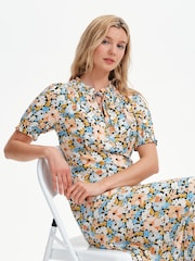 Finery Orange Trish Tie Neck Midi Dress - Image 4 of 5