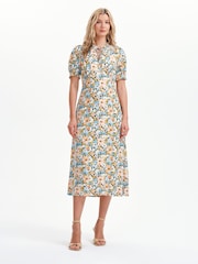 Finery Orange Trish Tie Neck Midi Dress - Image 5 of 5
