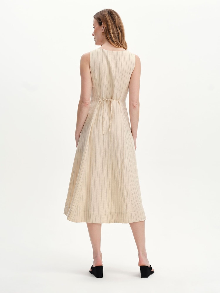 Finery Natural Jillian Stripe Buttonthrough Dress - Image 2 of 5 Finery Natural Jillian Stripe Buttonthrough Dress - Image 2 of 5