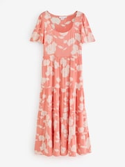 Finery Orange Teresa Floral Print Tiered Midi Dress - Image 5 of 5
