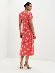 Roșu - Finery Sierra Asymmetric Ruffle Midi Dress - Imaginea 2 din 5