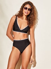 Lipsy Black Whipstitch Wider Apex Bikini Top - Image 4 of 4