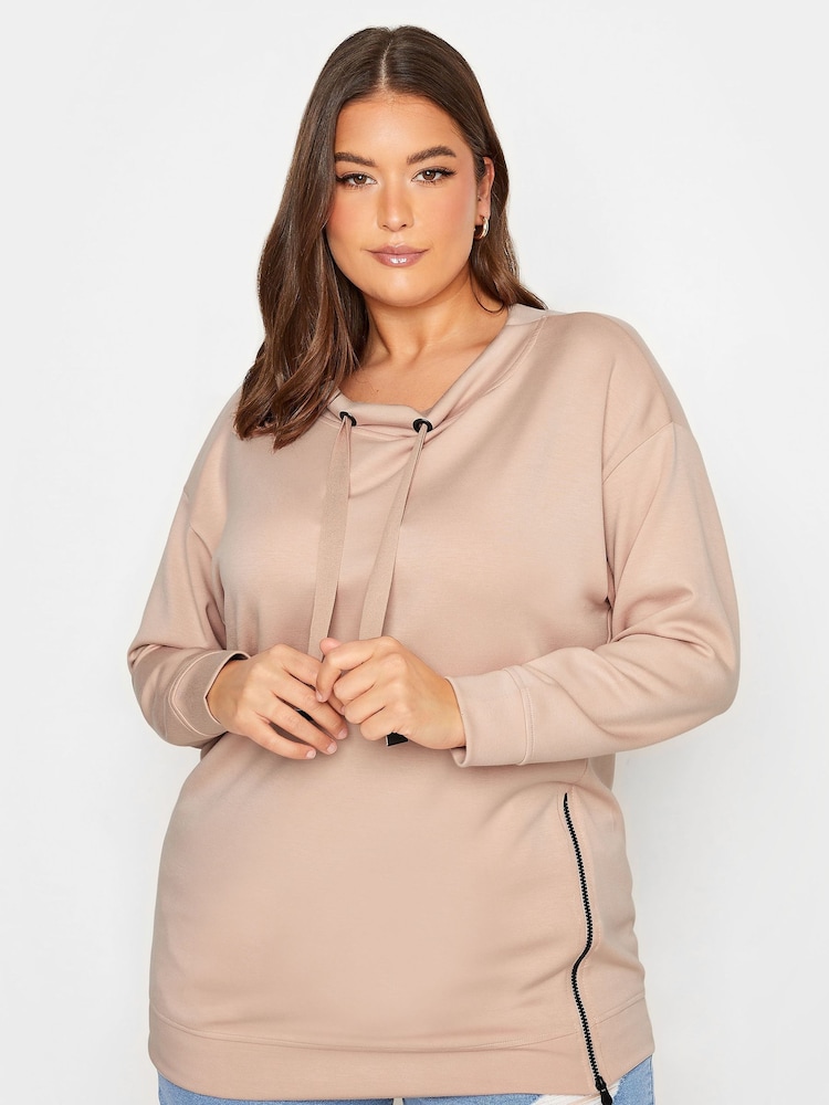 Yours Curve Pink Zip Detail Sweatshirt - Image 1 of 5